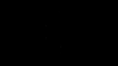 Beyaz çizgi zil simgesi siyah arkaplanda izole edildi. Alarm sembolü, servis zili, el zili işareti, uyarı sembolü. 4K Video hareketli grafik canlandırması