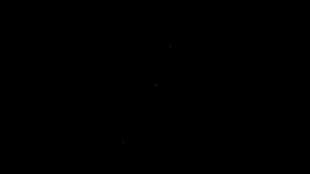 Біла лінія Піктограма батареї ізольована на чорному тлі. Символ блискавки. 4K Відео рух графічна анімація — стокове відео
