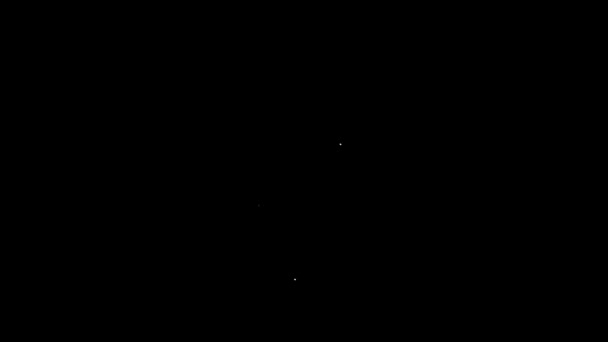 Белая линия земной шар и иконка растения изолированы на черном фоне. Знак мира или Земли. Геометрические формы. Экологическая концепция Видеографическая анимация 4K — стоковое видео