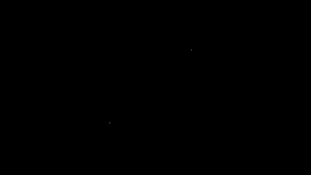 Bílá čára Rostlina v ruce ikony ochrany životního prostředí izolované na černém pozadí. Semena a sazenice. Sázím stromek. Ekologický koncept. Grafická animace pohybu videa 4K — Stock video