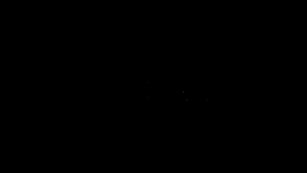 Vit linje Snöskoter ikon isolerad på svart bakgrund. Snöskoterskylt. Extrem sport. 4K Video motion grafisk animation — Stockvideo