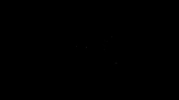 Linea bianca Icona trucco skateboard isolato su sfondo nero. Sport estremi. Attrezzature sportive. Animazione grafica 4K Video motion — Video Stock