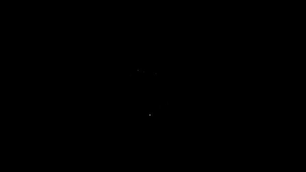 Linea bianca Bicicletta sull'icona della rampa stradale isolata su sfondo nero. Skate park. Sport estremi. Attrezzature sportive. Animazione grafica 4K Video motion — Video Stock