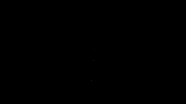 Белая линия Hanukkah dreidel и иконка монеты изолированы на черном фоне. Видеографическая анимация 4K — стоковое видео