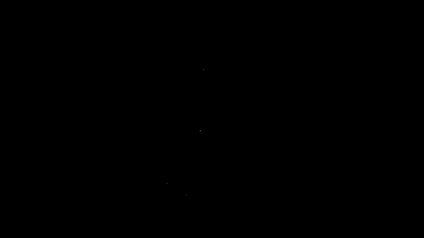 Linea bianca Candela ardente in icona candeliere isolato su sfondo nero. Una vecchia candela accesa. Candela cilindrica bastone con fiamma ardente. Animazione grafica 4K Video motion — Video Stock