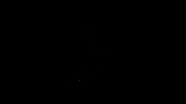 Bílá čára Hořící svíčka ve svícnu s hvězdou David ikony izolované na černém pozadí. Válcový svícen s hořícím plamenem. Grafická animace pohybu videa 4K — Stock video