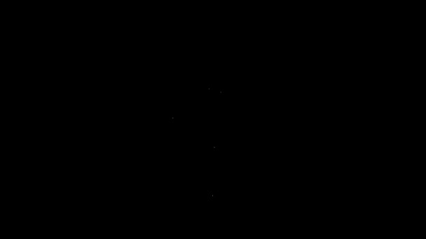 白い線黒の背景に隔離されたハヌカのドレイデルのアイコン。4Kビデオモーショングラフィックアニメーション — ストック動画