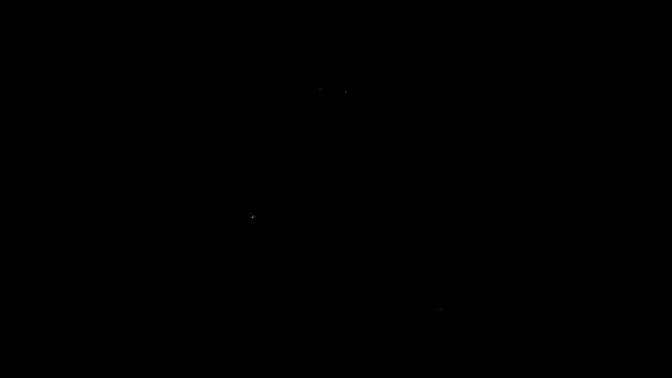 Witte lijn Traditionele ramshoorn, shofar icoon geïsoleerd op zwarte achtergrond. Rosh hashanah, Joods Nieuwjaar vakantie traditioneel symbool. 4K Video motion grafische animatie — Stockvideo