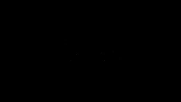 Witte lijn Formule raceauto pictogram geïsoleerd op zwarte achtergrond. 4K Video motion grafische animatie — Stockvideo
