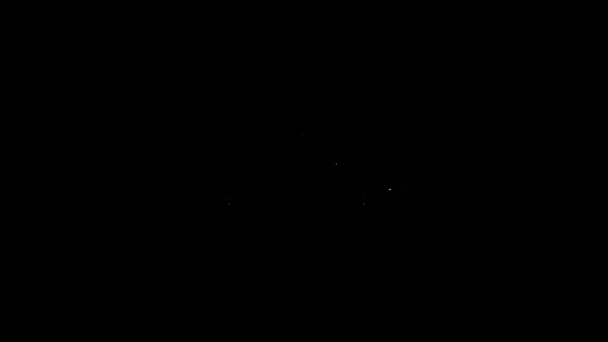 Icono de sedán de línea blanca aislado sobre fondo negro. Animación gráfica de vídeo 4K — Vídeo de stock