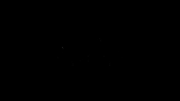 White line Delivery cargo truck icon isolated on black background. Видеографическая анимация 4K — стоковое видео