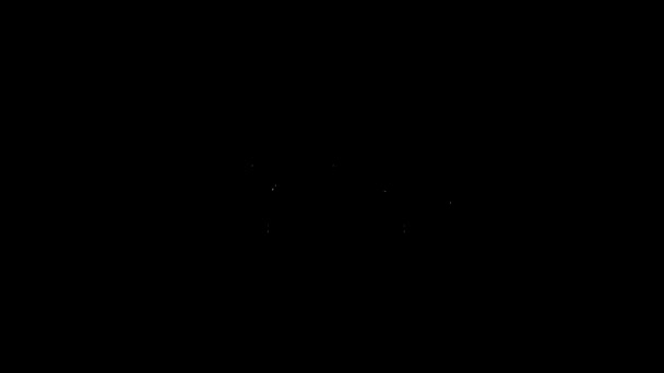 Weiße Linie Hatchback Auto-Symbol isoliert auf schwarzem Hintergrund. 4K Video Motion Grafik Animation — Stockvideo
