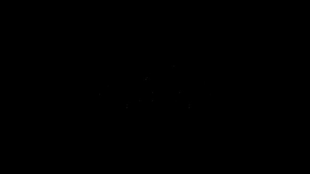 Bílá čára Pickup truck ikona izolované na černém pozadí. Grafická animace pohybu videa 4K — Stock video