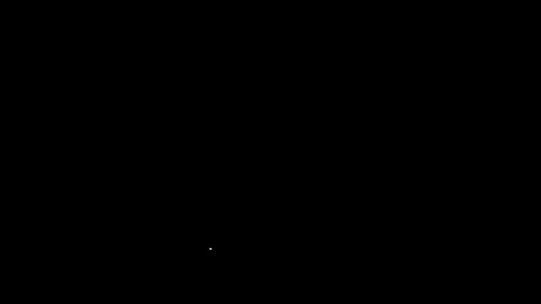 Vit linje Glas av whisky och isbitar ikonen isolerad på svart bakgrund. 4K Video motion grafisk animation — Stockvideo