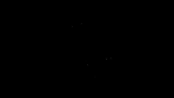 Línea blanca Mano sosteniendo el icono de cartas aisladas sobre fondo negro. Diseño del juego de casino. Animación gráfica de vídeo 4K — Vídeos de Stock
