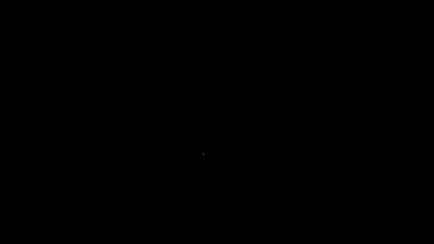 Línea blanca Icono de murciélago volador aislado sobre fondo negro. Animación gráfica de vídeo 4K — Vídeo de stock