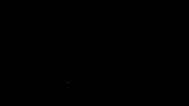 Línea blanca Icono de cuerno de fiesta de cumpleaños aislado sobre fondo negro. Animación gráfica de vídeo 4K — Vídeo de stock