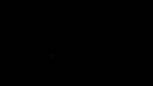 黒の背景に白のラインクラウンのアイコンを隔離。4Kビデオモーショングラフィックアニメーション — ストック動画