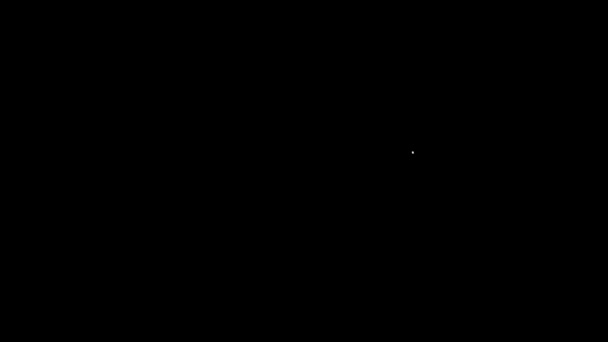 Bílá čára Rozkládací ikona izolované na černém pozadí. Grafická animace pohybu videa 4K — Stock video