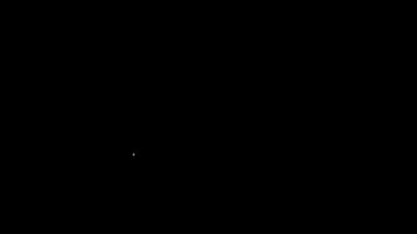 Siyah arkaplanda beyaz çizgi VHS video kaset simgesi izole edildi. 4K Video hareketli grafik canlandırması