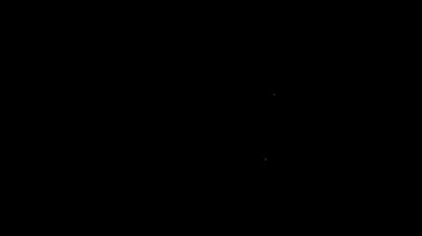 Beyaz çizgi fırın hamuru ikonu siyah arka planda izole edildi. 4K Video hareketli grafik canlandırması