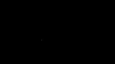 Beyaz çizgi kızartma tavası simgesi siyah arkaplanda izole edildi. Kızartma veya kızartma gıda sembolü. 4K Video hareketli grafik canlandırması