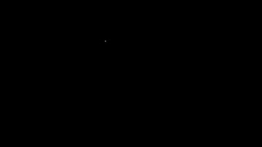 Beyaz çizgi askeri mühimmat kutusu ve siyah arka planda izole edilmiş mermi ikonu. 4K Video hareketli grafik canlandırması
