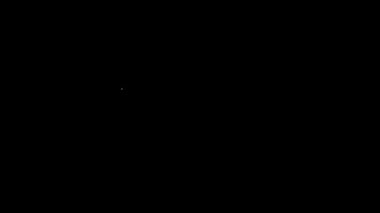 Kişisel veri simgesinin beyaz çizgi koruması siyah arkaplanda izole edildi. Konuşma balonu ve anahtar. 4K Video hareketli grafik canlandırması