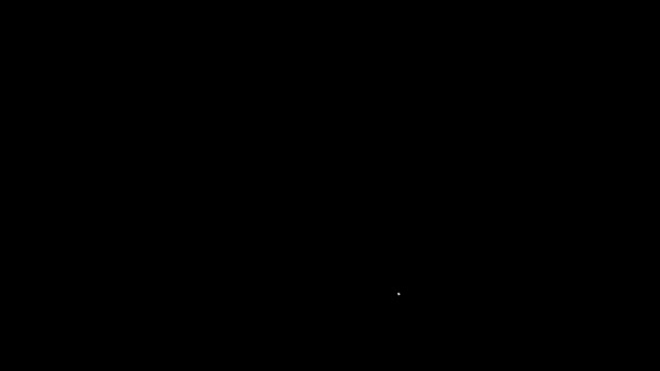 黒の背景に隔離されたホワイトラインシネマチケットアイコン。4Kビデオモーショングラフィックアニメーション — ストック動画