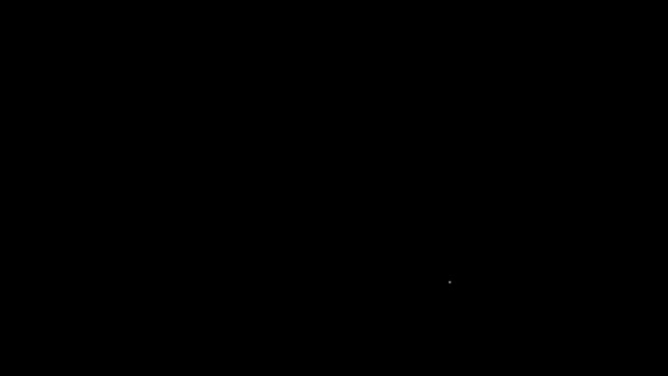 Иконка фартука Китчен белой линии выделена на черном фоне. Форма шеф-повара для приготовления пищи. Видеографическая анимация 4K — стоковое видео