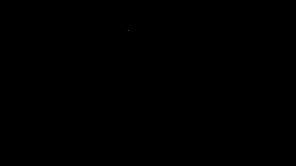 Witte lijn Spatel pictogram geïsoleerd op zwarte achtergrond. Keuken spatel icoon. BBQ spatel teken. Barbecue en grill gereedschap. 4K Video motion grafische animatie — Stockvideo