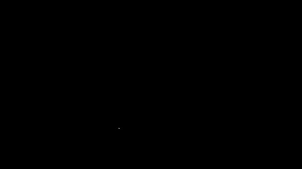 Fehér vonal Keresztezett villa és kanál ikon elszigetelt fekete háttérrel. Főzőeszköz. Evőeszköz jel. 4K Videó mozgás grafikus animáció — Stock videók