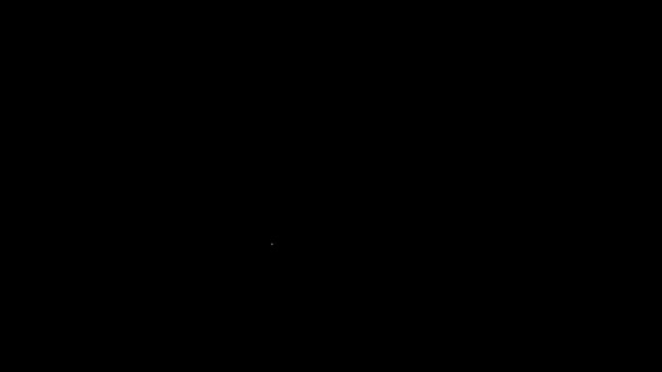 Fehér vonal Konyha merőkanál ikon elszigetelt fekete alapon. Főzőeszköz. Evőeszköz kanál jel. 4K Videó mozgás grafikus animáció
