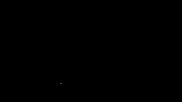 Línea blanca Caja de munición militar con algunas balas de munición icono aislado sobre fondo negro. Animación gráfica de vídeo 4K — Vídeo de stock