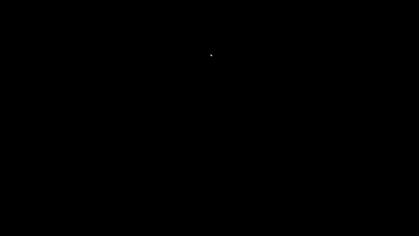 Witte lijn Laptop beschermd met schild pictogram geïsoleerd op zwarte achtergrond. PC beveiliging, firewall technologie, privacy veiligheid. 4K Video motion grafische animatie — Stockvideo