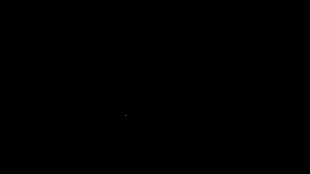 Caixa de papelão de linha branca com ícone de símbolo de tráfego isolado no fundo preto. Caixa, pacote, sinal de encomenda. Entrega, transporte e transporte. Animação gráfica em movimento de vídeo 4K — Vídeo de Stock