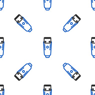 Tıraş makinesi ya da traş ikonu beyaz arka planda izole edilmiş pürüzsüz desen. Berber dükkanı sembolü. Renkli taslak konsepti. Vektör