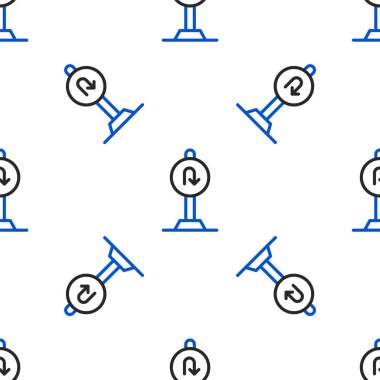 Çizgi Dönüş yol simgesi beyaz arkaplanda izole edilmiş pürüzsüz desen. Trafik kuralları ve güvenli sürüş. Renkli taslak konsepti. Vektör