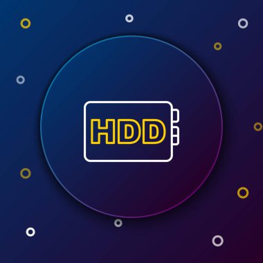 HDD disk sürücüsü simgesi mavi arkaplanda izole edildi. Renkli taslak konsepti. Vektör