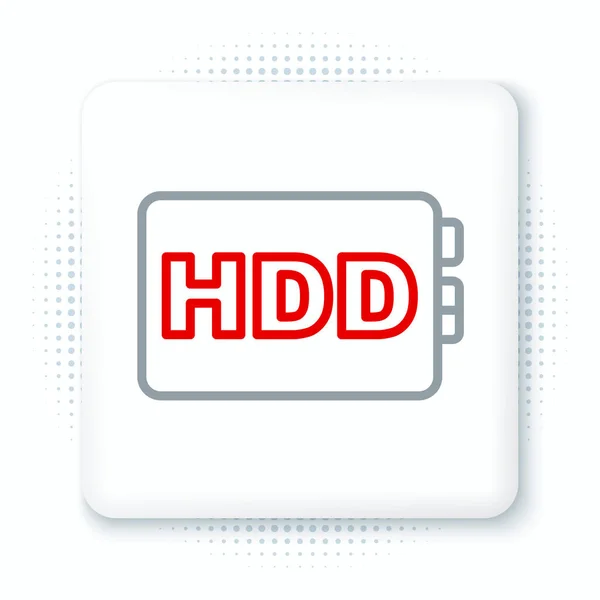 Line Hard disk drive HDD icon isolated on white background. Colorful outline concept. Vector — Stock Vector