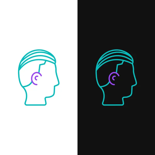 Línea Peinado para los hombres icono aislado sobre fondo blanco y negro. Concepto de esquema colorido. Vector — Vector de stock