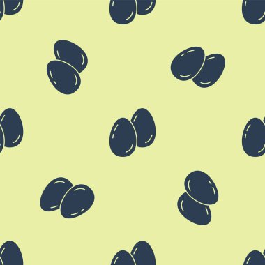 Mavi Paskalya yumurtası ikonu sarı arka planda izole edilmiş pürüzsüz desen. Mutlu Paskalyalar. Vektör