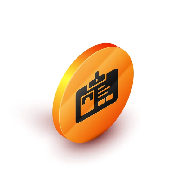 Isometric Identification Badge Symbol isoliert auf weißem Hintergrund. Es kann für Präsentation, Identität des Unternehmens, Werbung verwendet werden. Orangefarbener Kreis. Vektor — Stockvektor