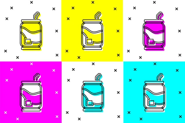Set Soda can icon isolated on color background. Vector — Stock Vector