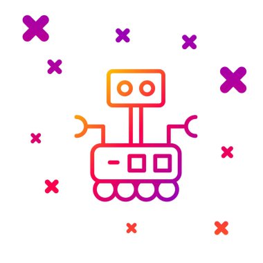 Renkli robot simgesi beyaz arkaplanda izole edildi. Yapay zeka, makine öğrenme, bulut hesaplama. Kademeli rastgele dinamik şekiller. Vektör