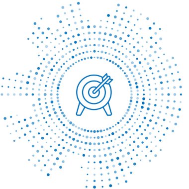 Mavi çizgi hedefinin finansal hedef konsepti beyaz arka planda izole edildi. Sembolik hedeflere ulaşım, başarı. Soyut çember rastgele noktalar. Vektör