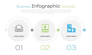 Kol Koltuğu, Gardırop ve Rafları kitaplarla donatın. Ticari bilgi şablonu. Vektör