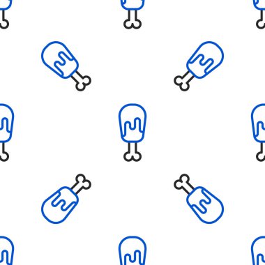 Çizgili Tavuk bacak ikonu beyaz arka planda izole edilmiş kusursuz desen. Tavuk budu. Renkli taslak konsepti. Vektör