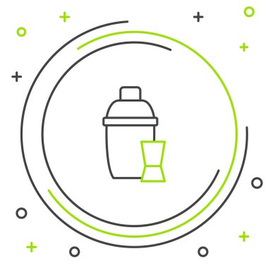 Beyaz arka planda izole edilmiş cam ikonlu çizgi kokteyl karıştırıcısı. Renkli taslak konsepti. Vektör