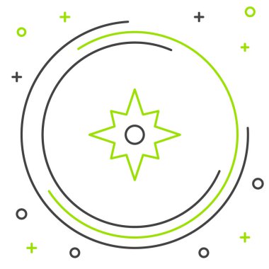 Çizgi Rüzgârı simgesi beyaz arkaplanda izole edildi. Seyahat için pusula simgesi. Navigasyon tasarımı. Renkli taslak konsepti. Vektör